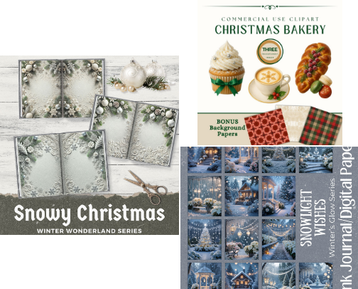 Christmas Art Papers + Tools for Journals & Scrapbooking cover photo collage