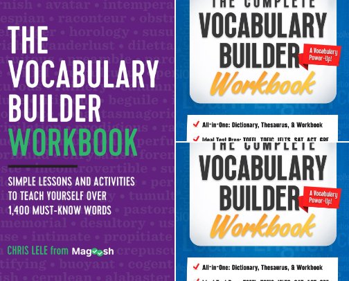 PDF Free - Expanded set: The Vocabulary Builder Workbook: Simple Lessons and Activities to Teach Yourself Over 1,400 Must-Know Words cover photo collage