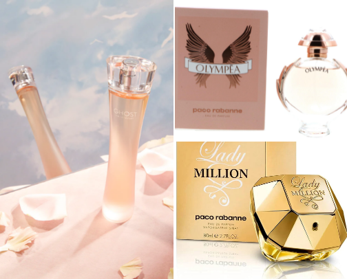 Perfumes and hair care cover photo collage