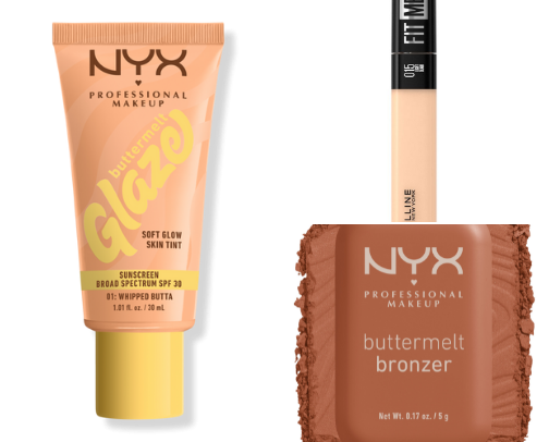 Everyday full face of drugstore makeup cover photo collage