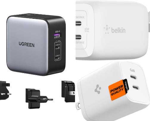 Best 65W USB-C Chargers for MacBook Air & Travel (U.S.) cover photo collage