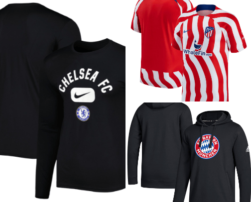 Clothing and jerseys of football clubs cover photo collage