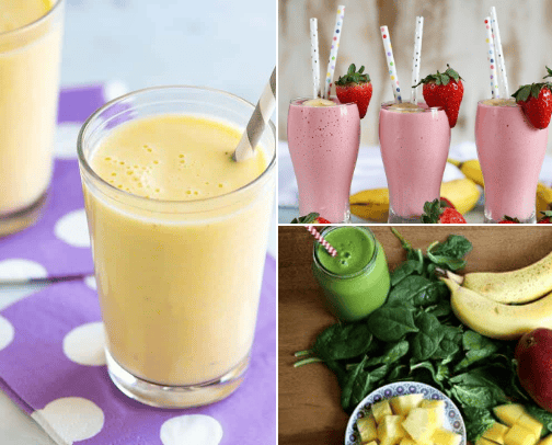 easy smoothies🥝🍓🥑🍌 cover photo collage