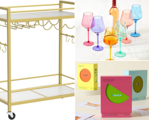 chic bar cart essentials!! cover photo collage