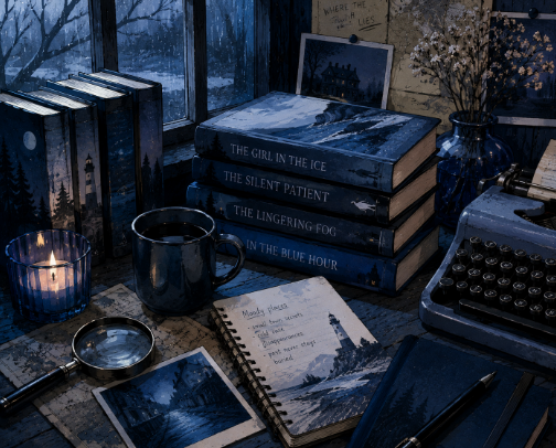 Icy Atmospheric Mysteries - Snowbound Thrillers and Winter Crime Books cover photo collage