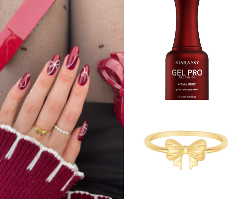 ♥️🎀 xmas red bow nails cover photo collage