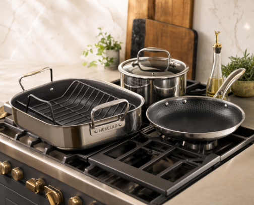 The Cookware Set Half the Internet Is Obsessed With — HexClad Hybrid Pans, Pots & More on Amazon cover photo collage
