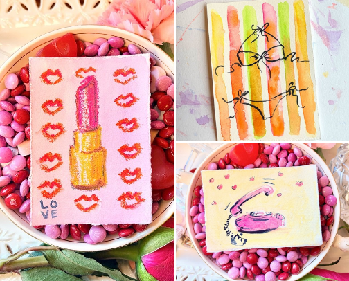 Original tiny paintings for the price of a tube of lipstick! cover photo collage