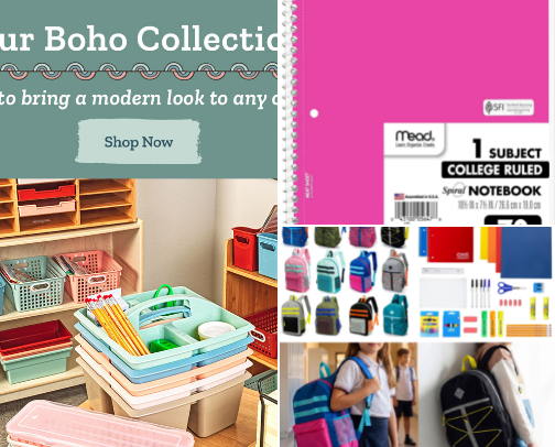 School supplies cover photo collage