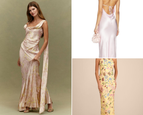 Wedding dress and accessories inspo for wedding guests cover photo collage