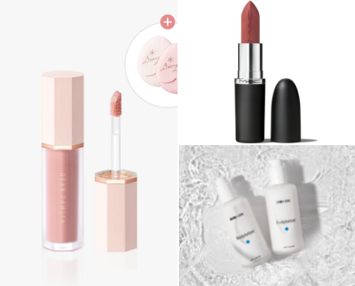 Make up, Hair- and Face care products for sensitive skin and dry, damaged hair cover photo collage