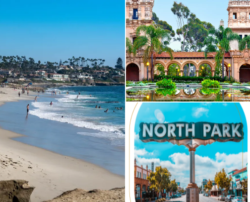 San Diego Things to Do / Places to Visit 🌊☀️🌴🐚🌮🏄‍♂️🏙️🎨🌅 cover photo collage