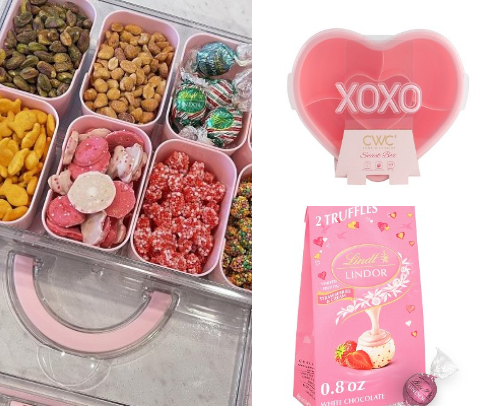 Pink Snack Trays for Valentine’s Day – Cute Candy Boards, Galentine’s Treats & Party Snacks cover photo collage