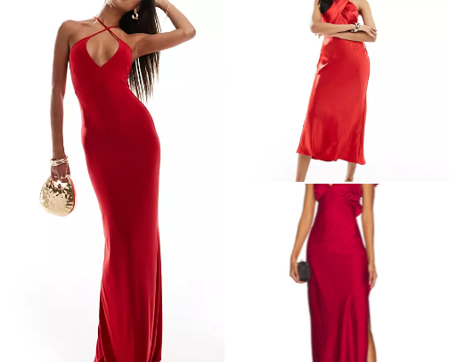 Red special occasion dresses 🫦🥀✨️ cover photo collage