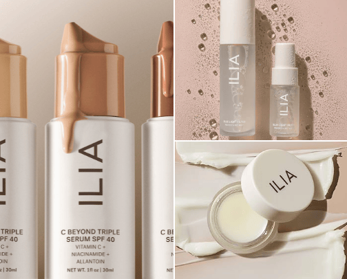 ilia beauty skincare routine cover photo collage
