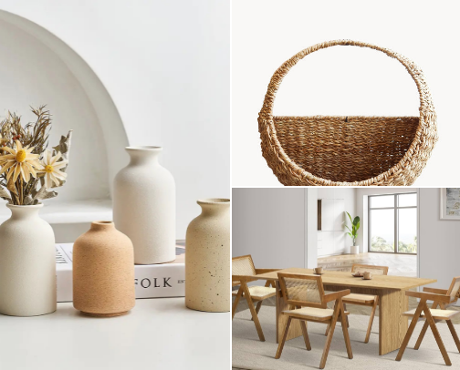 Neutral, natural and boho home inspiration. cover photo collage