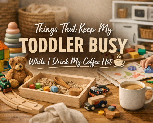 Things That Keep My Toddler Busy While I Drink My Coffee Hot cover photo collage