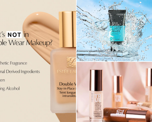 Foundation, concealers and setting powders, primers.. cover photo collage