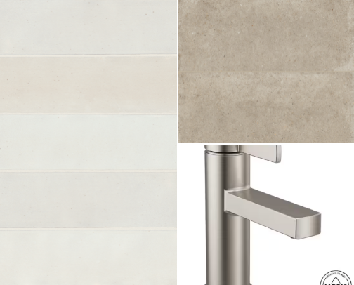 Neutral timeless bathroom tiles & materials - guest bathroom cover photo collage