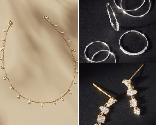 various pieces of jewelry cover photo collage