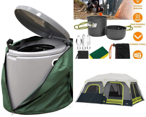 Camping must haves cover photo collage