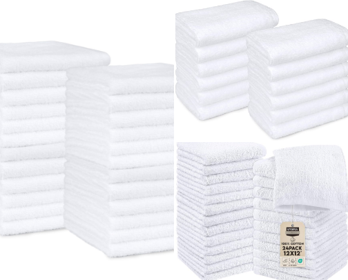 Soft white cotton washcloth sets cover photo collage