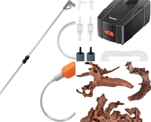 Aquarium supplies cover photo collage