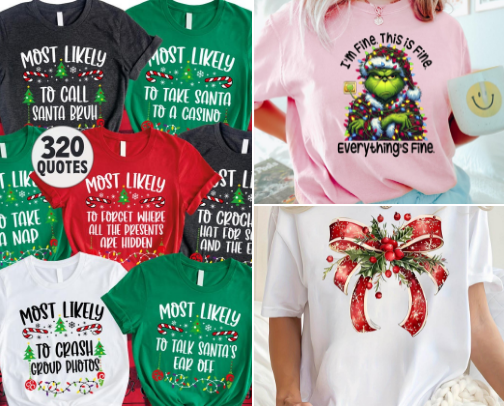 Holiday T-shirt Sayings!! cover photo collage