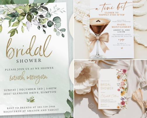 Bridal Shower Party Invitations cover photo collage
