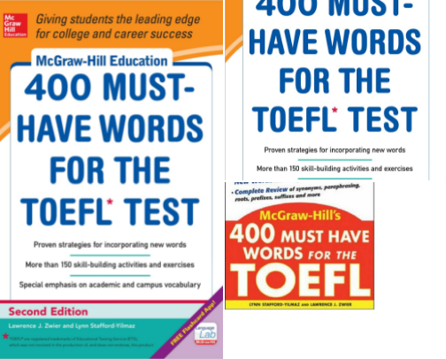 Download - 400 Must-Have Words for the TOEFL study companions and editions cover photo collage