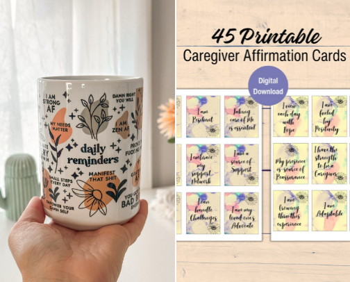 Self Care Strategies for Caregivers, Free Download & Useful Products cover photo collage