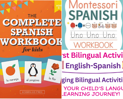 Save & Read - The Complete Book of Starter Spanish Workbook, Alphabet, Numbers, Colors, Shapes, and More Vocabulary, Preschool, Kindergarten, and 1st Grade Language Learning Activities for Young Spanish Learners cover photo collage