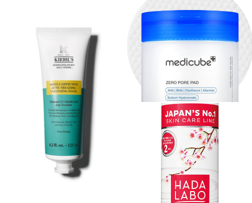 full skincare routine for acne, dry skin cover photo collage