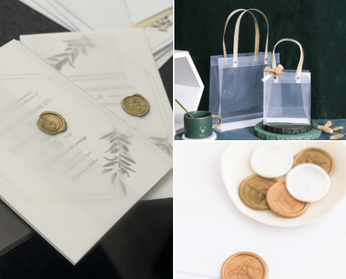 Wedding stationary + favors cover photo collage