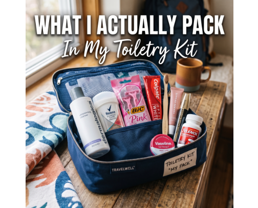 What I Actually Pack in My Toiletry Kit cover photo collage