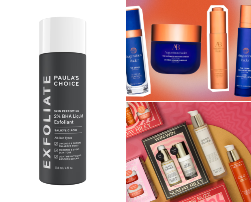 Skincare products cover photo collage