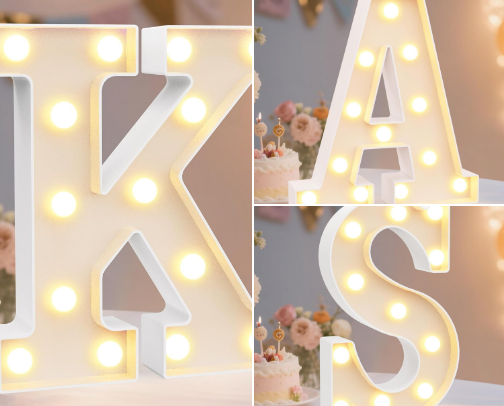 Light letters from A to Z cover photo collage