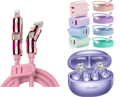 Cute Girly Phone Chargers & Accessories – Aesthetic & Must-Have Tech cover photo collage