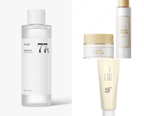 Affordable korean and japanese skincare favs cover photo collage