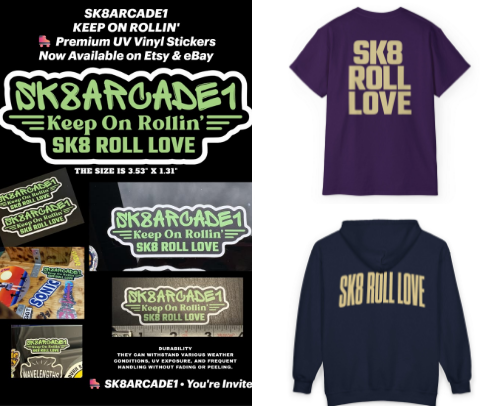 🛼 SK8ARCADE Stickers, Apparel & Merchandise cover photo collage