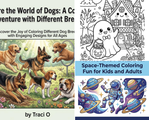 Coloring Books and Pages for kids and adults cover photo collage