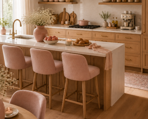 🌸 Soft Pink & Oak | Kitchen & Utilities cover photo collage
