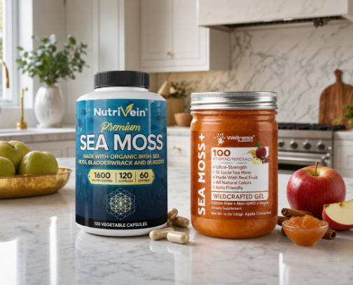 Wildcrafted Sea Moss — Mineral-Rich Gels, Capsules & Gummies for Energy, Glowing Skin, Gut Health & Immunity cover photo collage