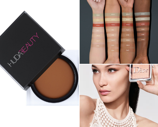 Huda bronzer cream cover photo collage