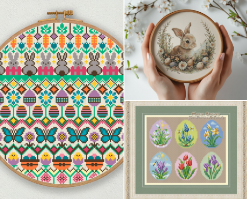 25 Easter Cross Stitch Patterns I Recommend cover photo collage