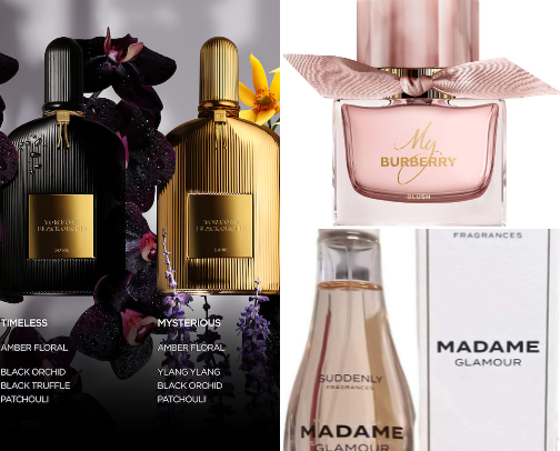 women perfumes and affordable dupes of expensive ones! cover photo collage