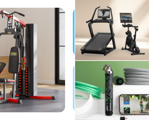 Tech-enhanced Exercise & Fitness Gear/Equipment cover photo collage