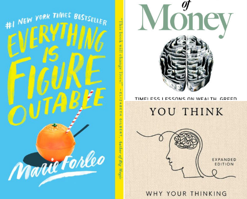 My favorite book recs to change the way you think about life, business and money cover photo collage
