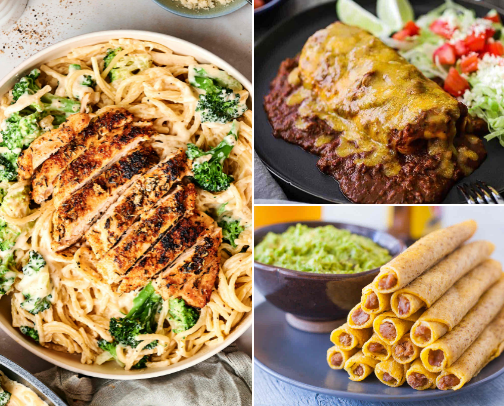 Quick and easy frozen dinner meals cover photo collage