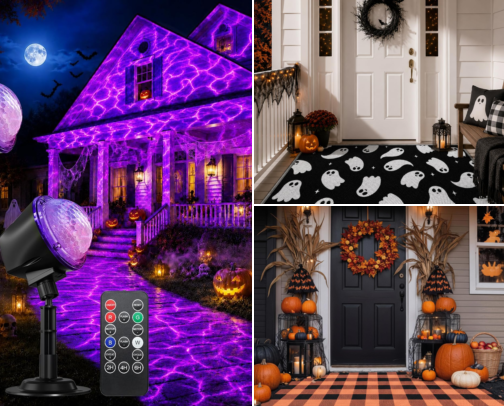 Spooky Porch Vibes for Halloween cover photo collage